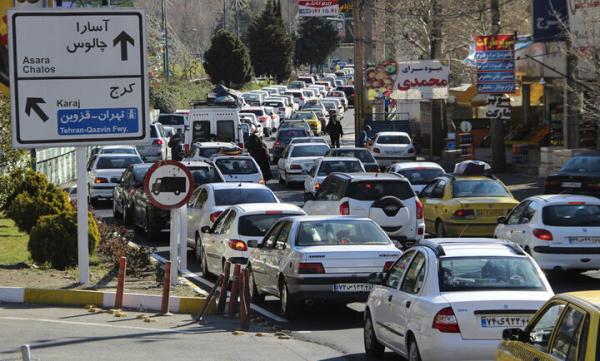محدودیت تردد در جاده چالوس ، ترافیک سنگین در محور هراز و آزادراه تهران، شمال